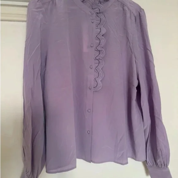 Sezane Lilac Chlo Silk Blouse - Picture 3 of 3